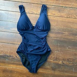 J Crew Navy Ruched One Piece Size 8 DD Cup